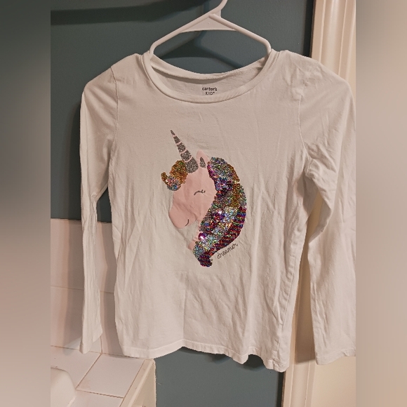 Girls Size 10-12 Long-Sleeve Sparkly Unicorn Top - Picture 3 of 4